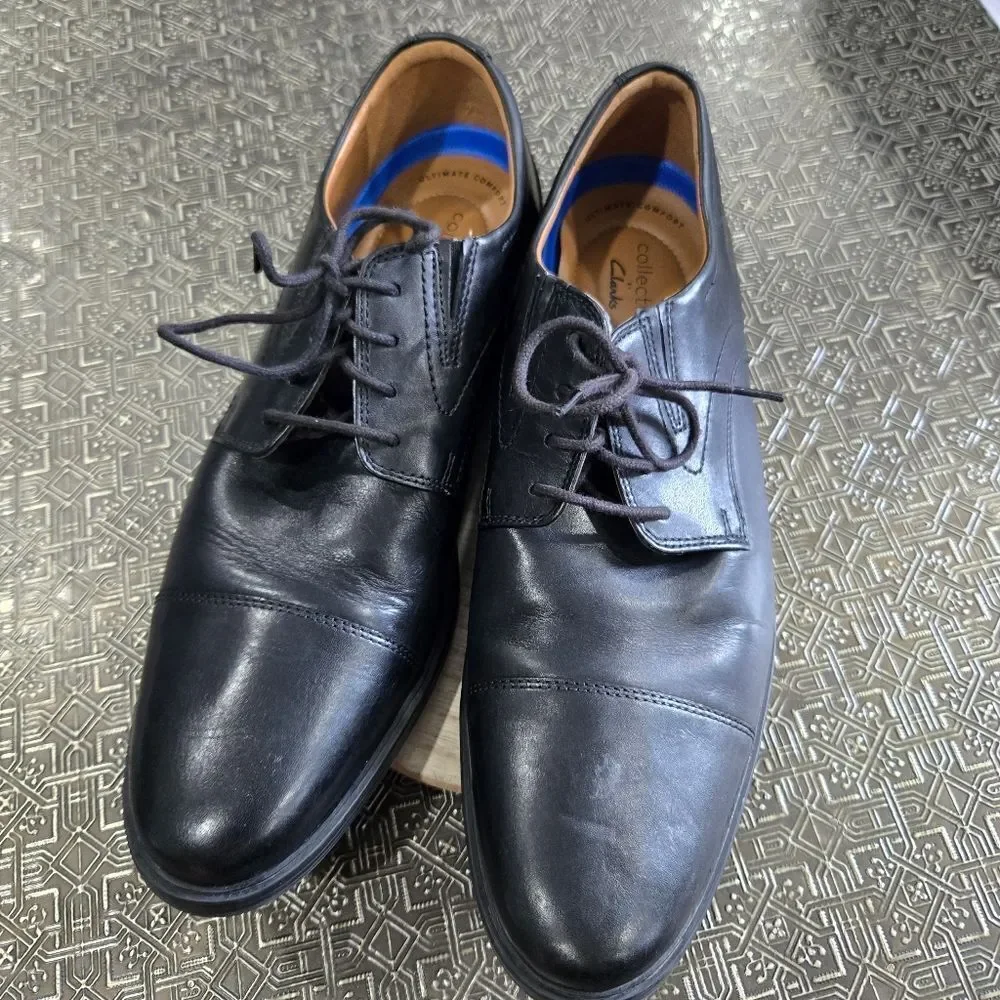 🐢 Clarks Men's Black Whiddon Cap Toe Oxford Size 10.5.